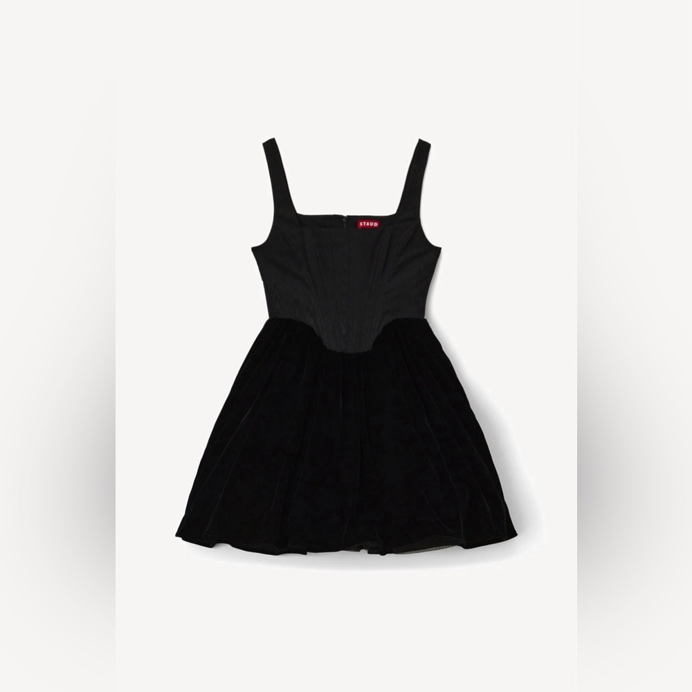 STAUD LANDSCAPE DRESS BLACK